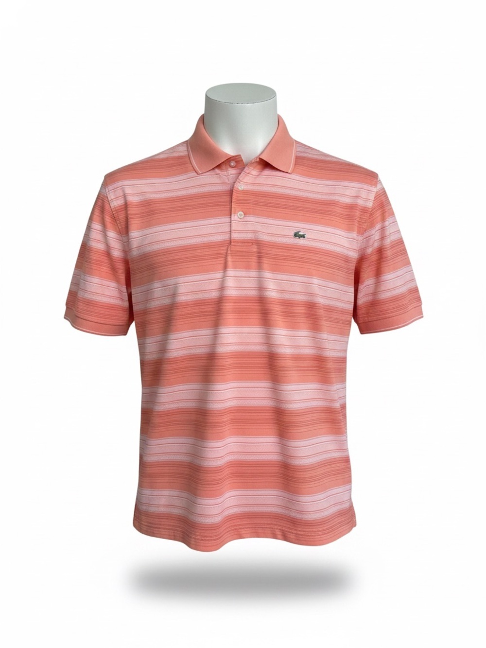 PGA Tour Golf Polo Shirt Mens XXL Pink Coral Striped Performance Short Sleeve